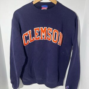 Champion Men's Navy Crewneck Sweater with Clemson Logo
